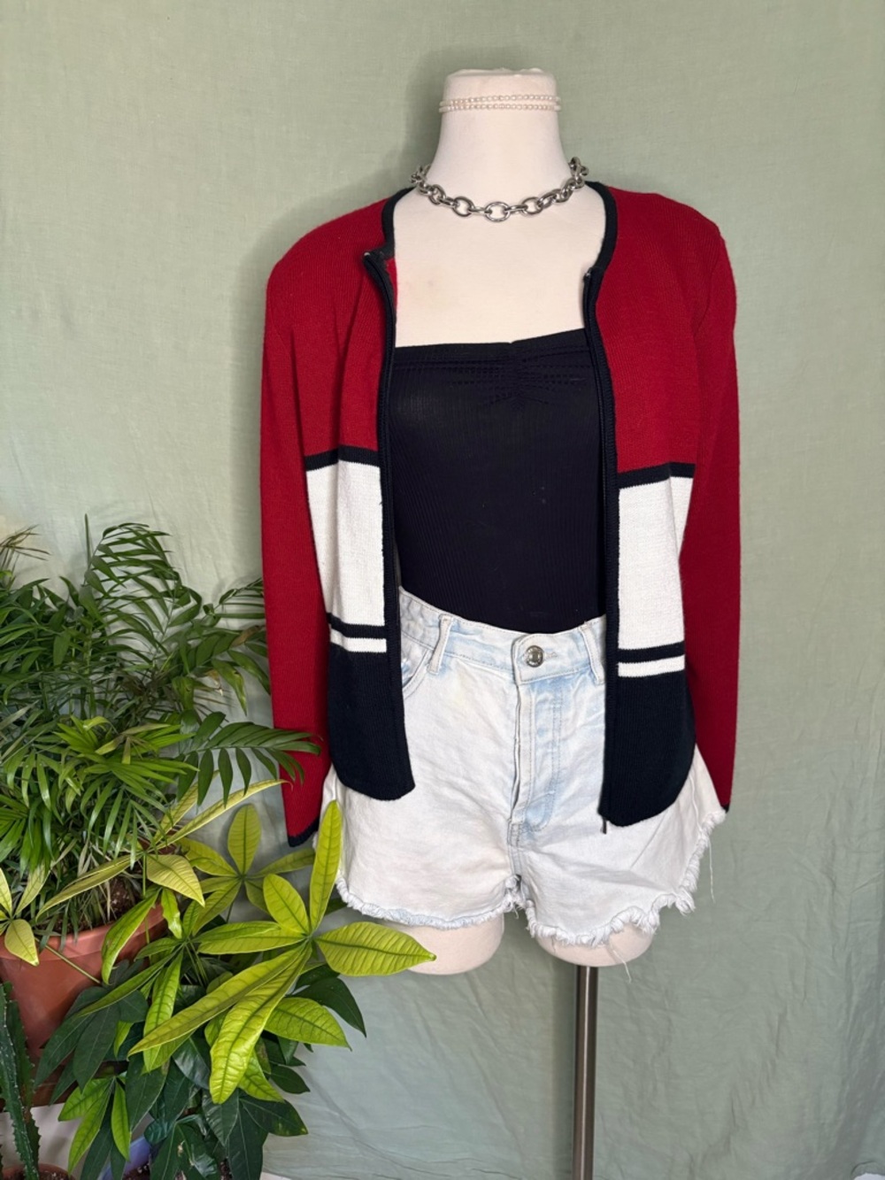 Colorblock ZipUp Cardigan Sweater